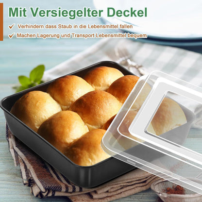 Quadratische Kuchenform 2er Set Edelstahl Antihaft mit Deckel
