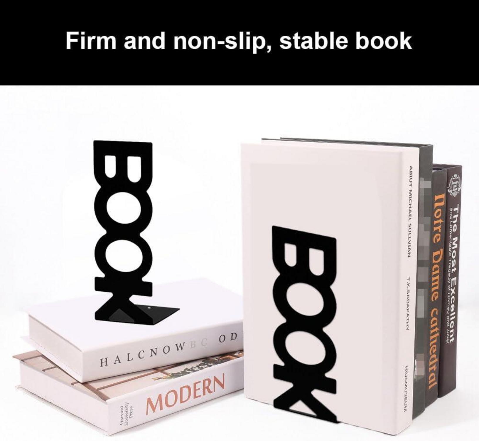 Buchstützen Metall Bookends 4 Stück Schwarz Büro Regal Deko