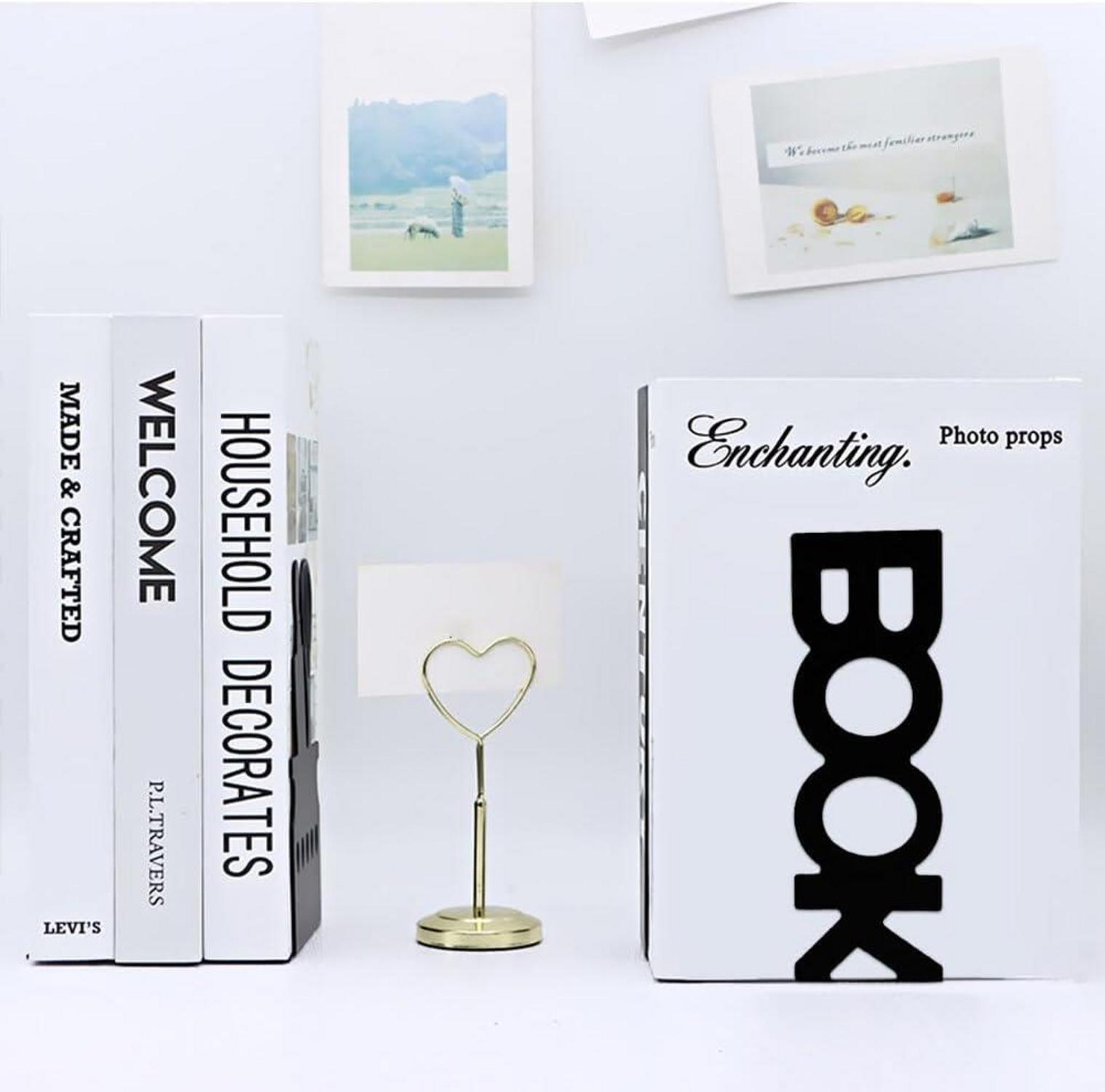 Buchstützen Metall Bookends Bücherstütze Schwarz 4 Stück