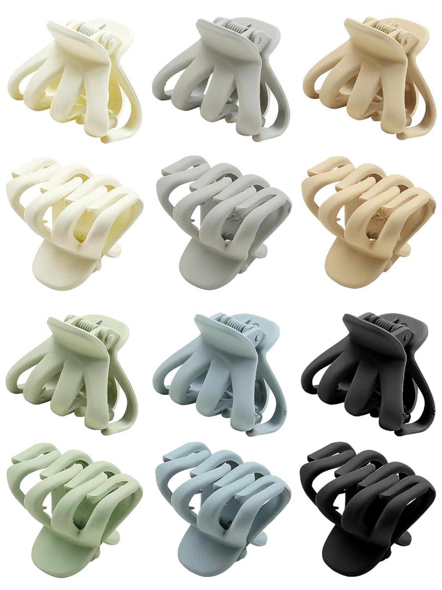 12er Set Kleine Octopus Haarklammern Damen 4cm Matt - Grün