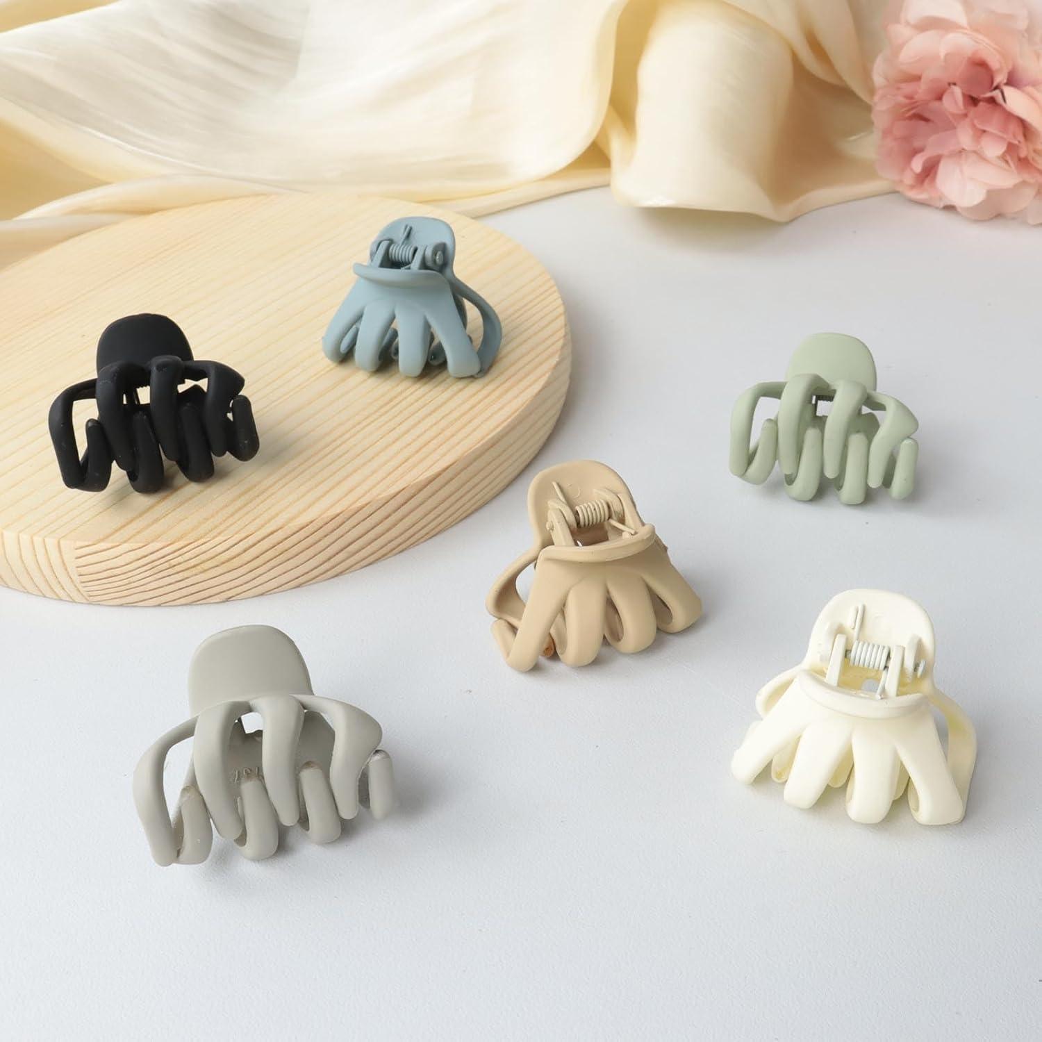 12 Stück Haarklammer klein Octopus Haarspangen Damen matt 4cm Hair