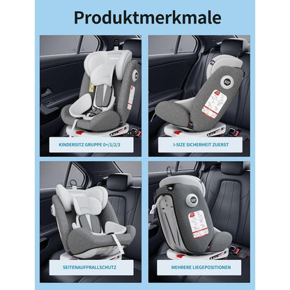 Autositz 360° drehbar ISOFIX Gruppe 0+1/2/3 9-36 kg