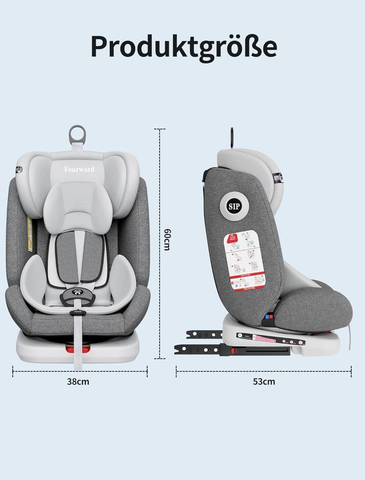 Baby Autositz 360° drehbar ISOFIX Ruheposition Gruppe 0+1/2/3 9-36 kg