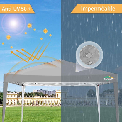 COBIZI Pavillon 3x3m Wasserdicht Stabil UV-Schutz 50+ Grau