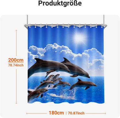 Duschvorhang Delphin 180x200cm Antischimmel Polyester Stoff