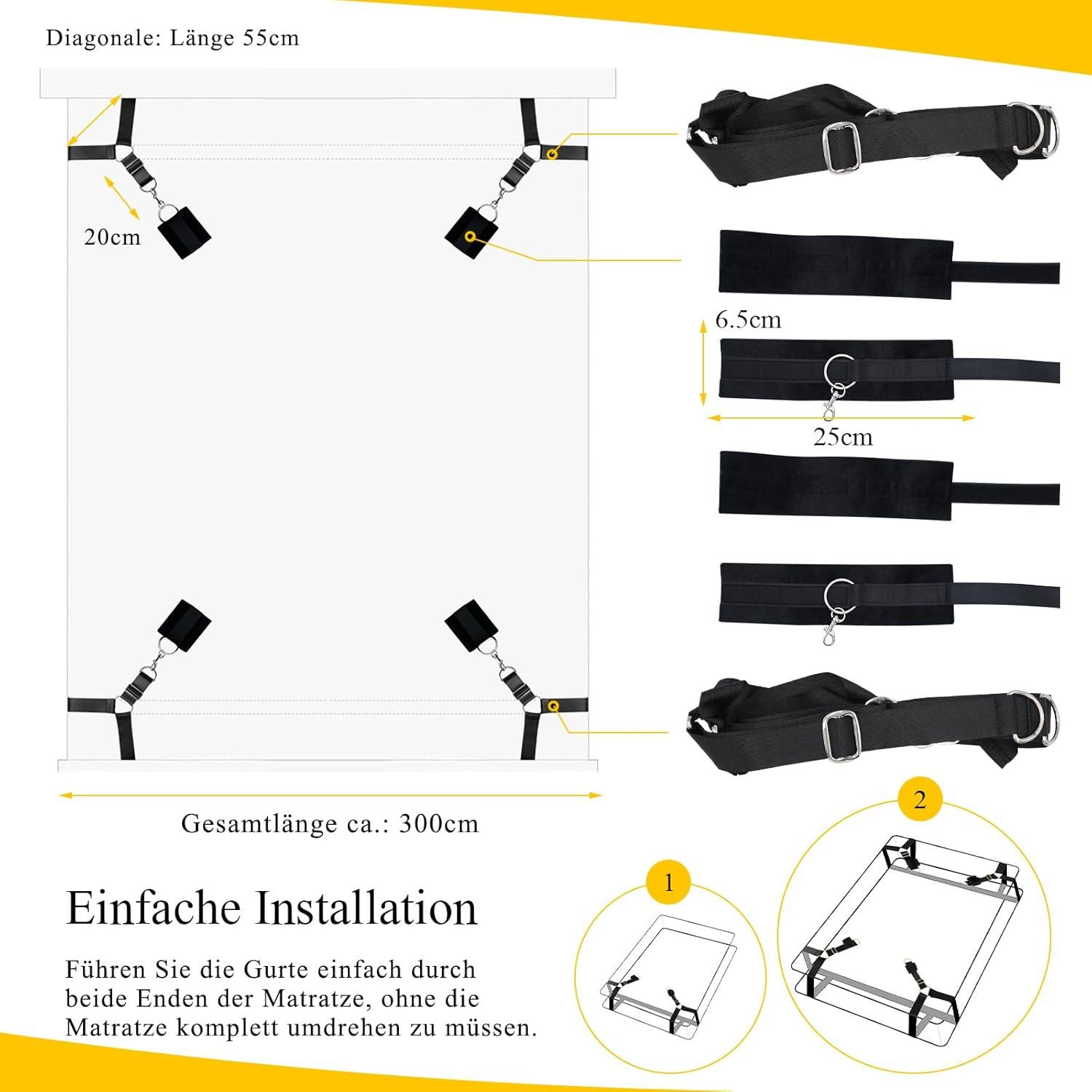Bondage Set Fessel Spielzeug 4-Ecken Handschellen Peitsche