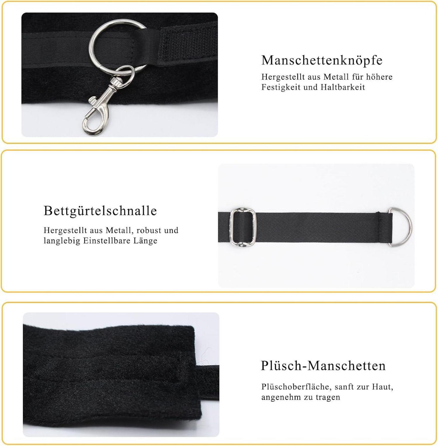 BDSM Fesselset mit Augenbinde, Peitsche und Nippelklemmen
