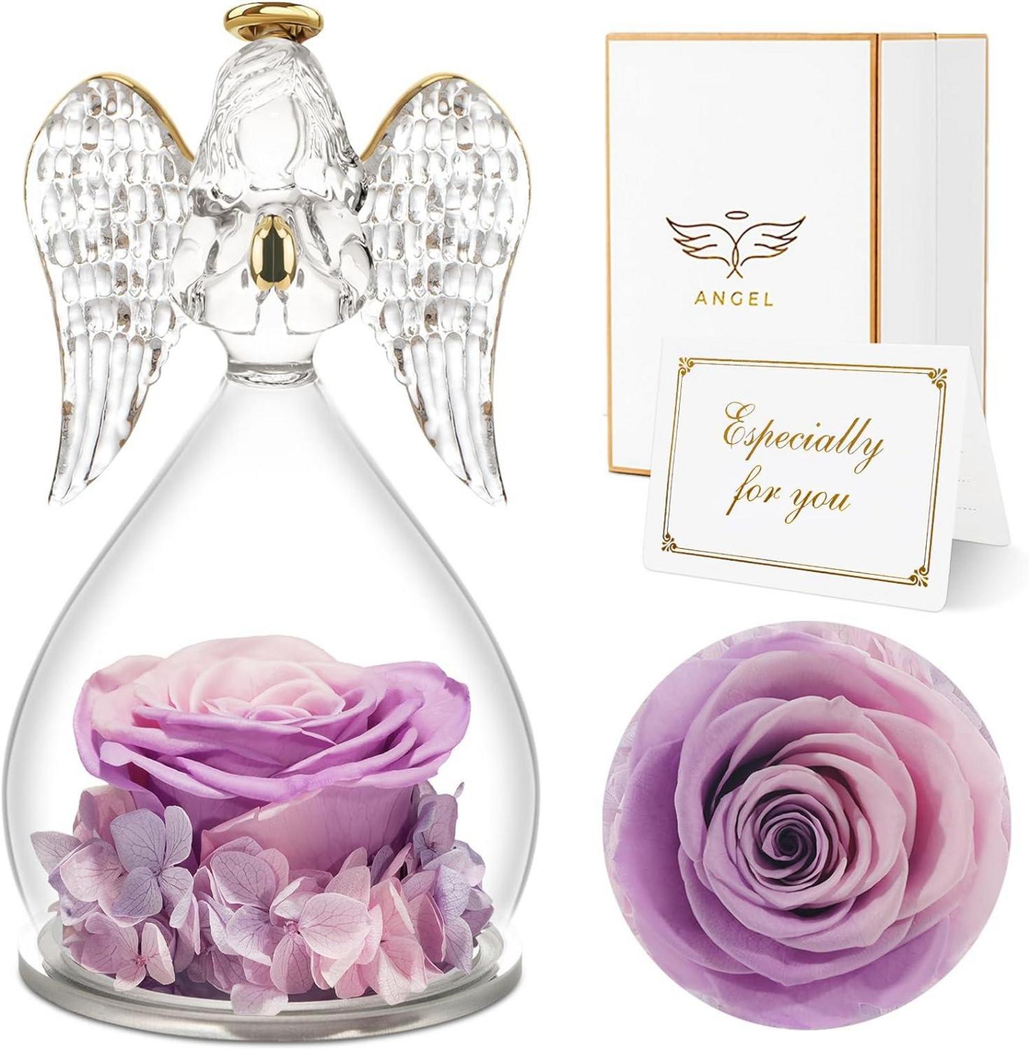 Ewige Rose Engel Glaskuppel Set Muttertag Geschenk