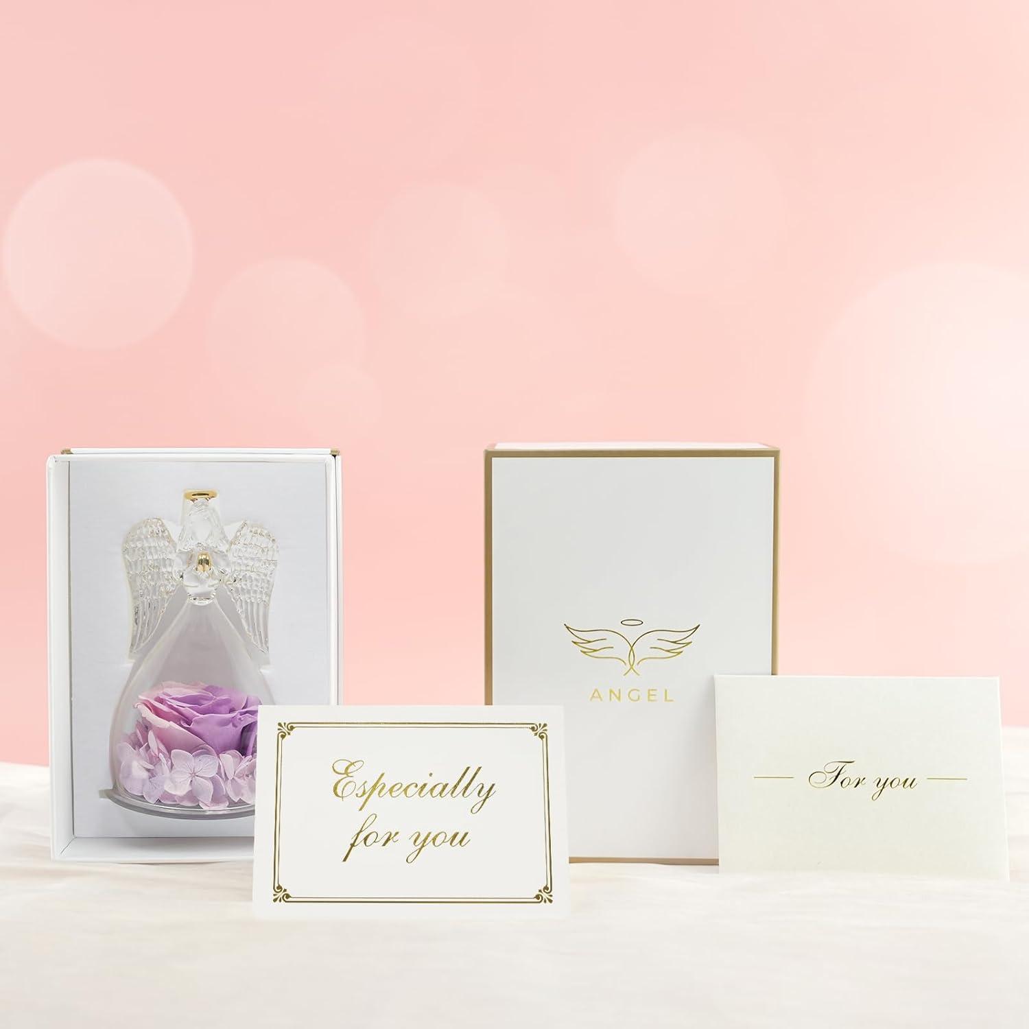 Ewige Rose Engel Figur Geschenk Muttertag Handgefertigt Glas rosa