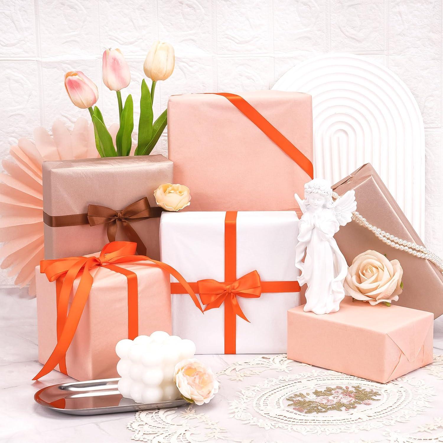 Perlglänzendes Rosa Seidenpapier für Geschenke, Basteln, 30 Blatt 50x35 cm
