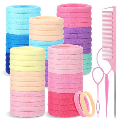 100er Set Mädchen Haargummis 4.3cm Bunt Elastisch Seamless mit