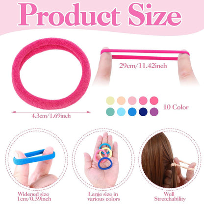 100er Set Mädchen Haargummis 4.3cm Bunt Elastisch Seamless mit