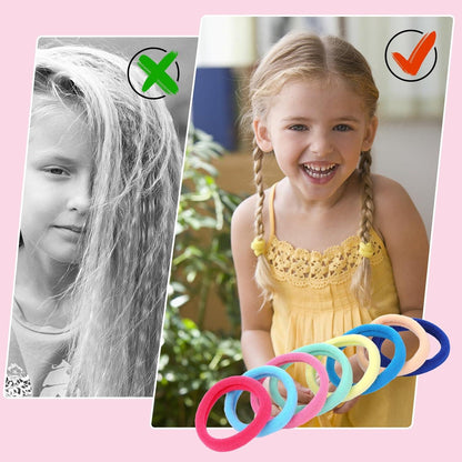 100 Haargummis Mädchen 4.3cm Bunt Elastisch mit Stielkamm