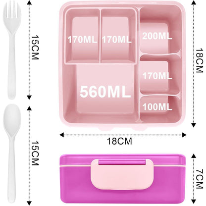 Brotdose Kinder mit 6 Fächern, Bento Box Auslaufsicher