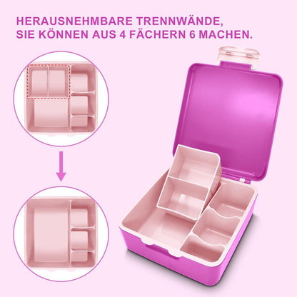 Brotdose Kinder Bento Box 6 Fächer Lunchbox Auslaufsicher Kinder Vesperdose