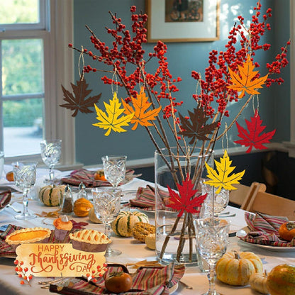 Dekorative Ahornblatt Anhänger 8er Set mit Bindfaden