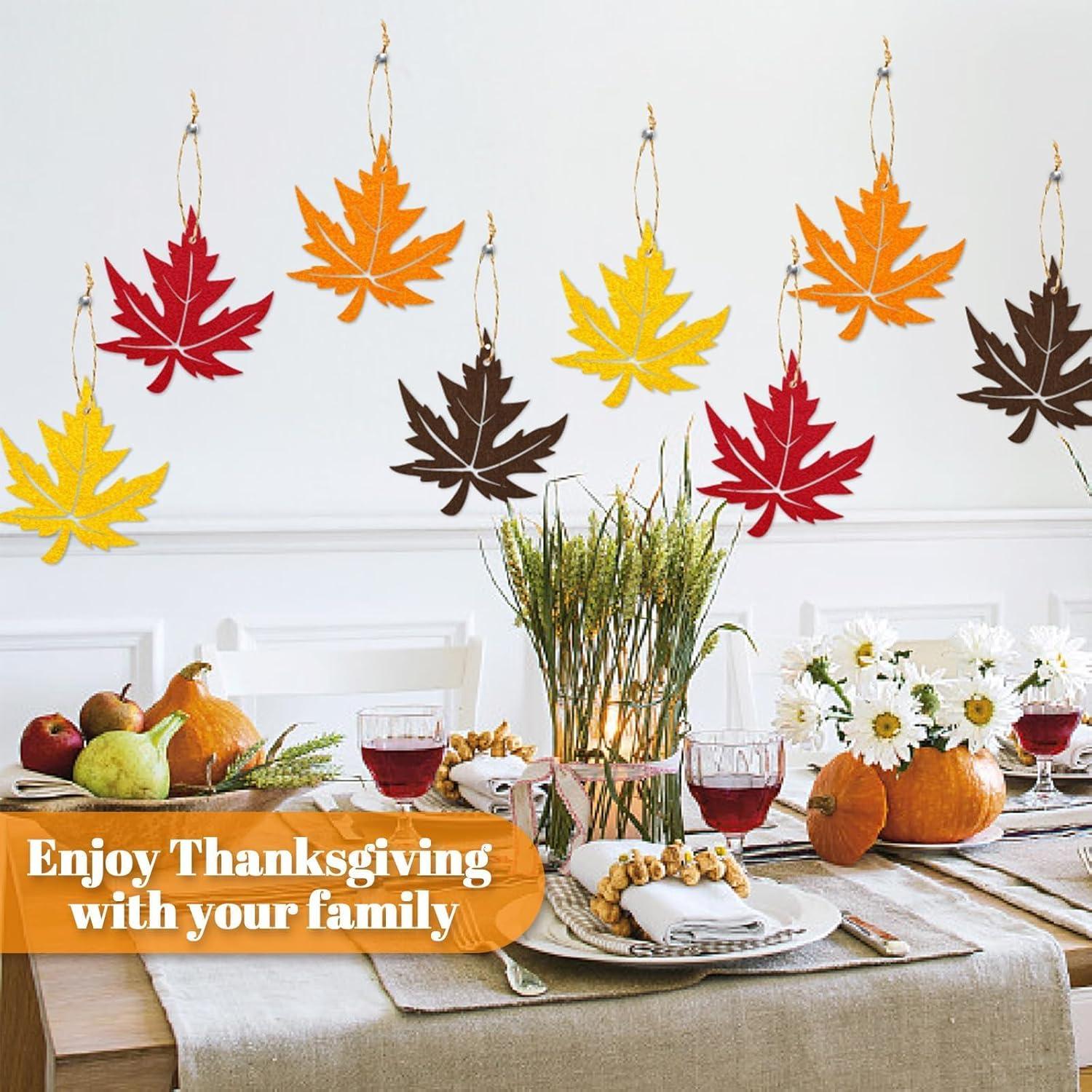 Herbstdeko Ahornblatt Anhänger Set 8 Stk. 10x9,5cm Gold Rot Orange Braun