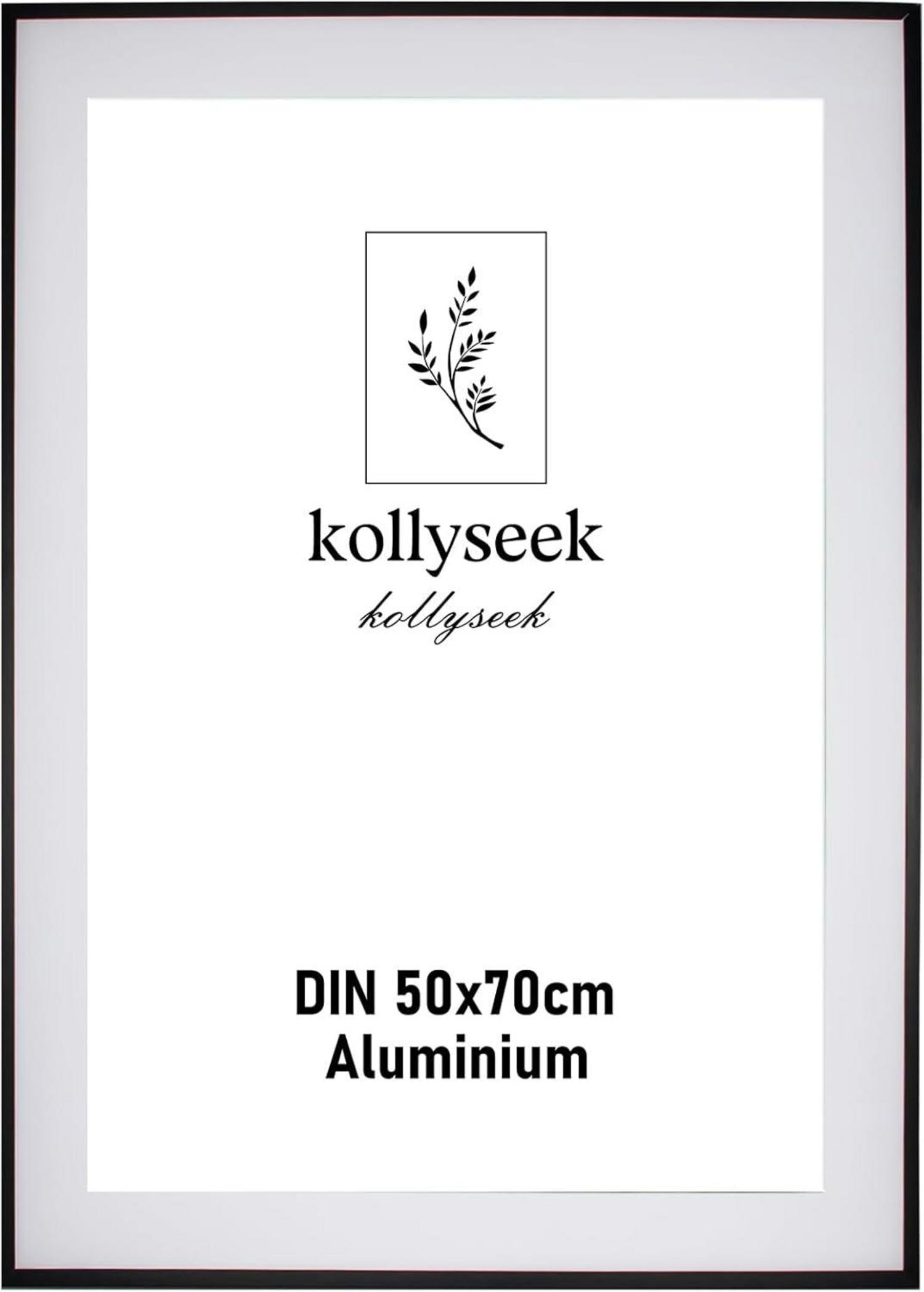 Bilderrahmen Aluminium 50x70cm Schwarz Acrylglas Passepartout