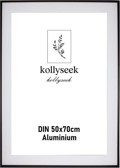 Bilderrahmen Aluminium 50x70cm Schwarz Acrylglas Passepartout