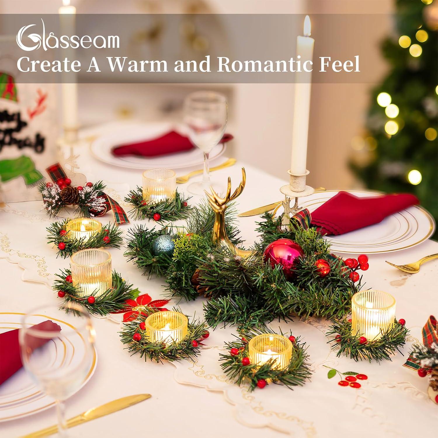 Teelichtgläser Weihnachtskranz 8er Set Kerzenhalter Winterfest