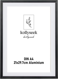Bilderrahmen Aluminium DIN A4 21x30 Schwarz Metall Acrylglas