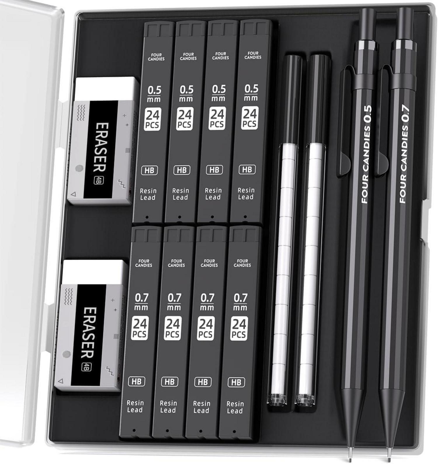 Druckbleistift Set Metall 0.5mm/0.7mm+8 Tuben HB #2