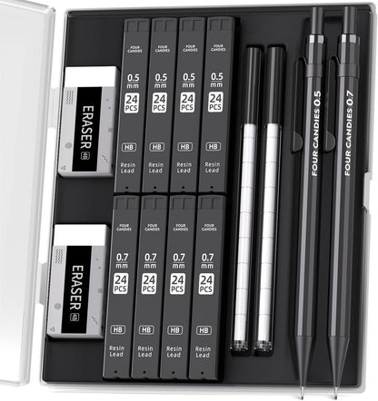 Druckbleistift Set Metall 0.5mm/0.7mm+8 Tuben HB #2