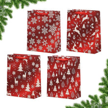 Weihnachtspapier-Geschenktüten 4er-Pack mit Griffen festliche Designs