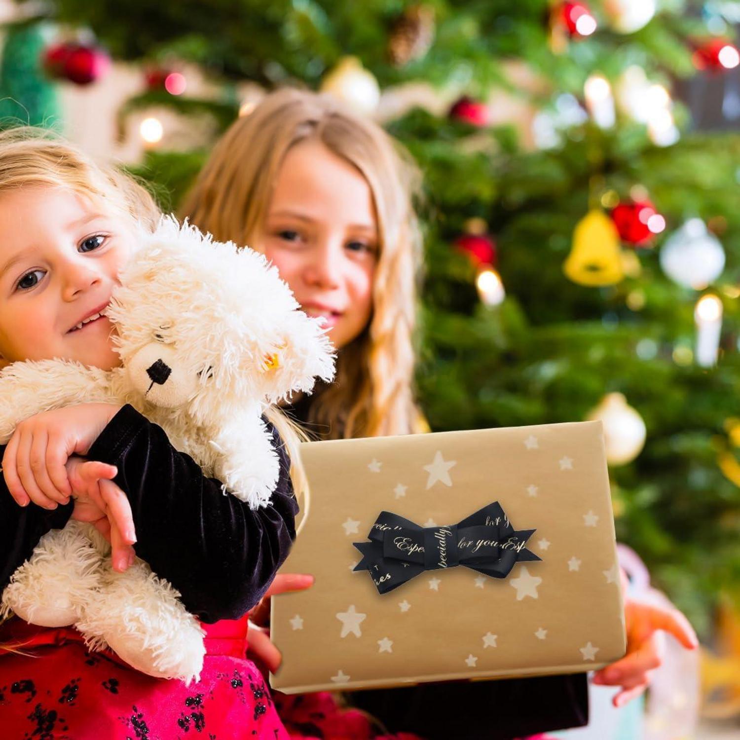 43cm x 20m Weihnachtsgeschenkpapierrolle Kraftpapier weiße Sterne