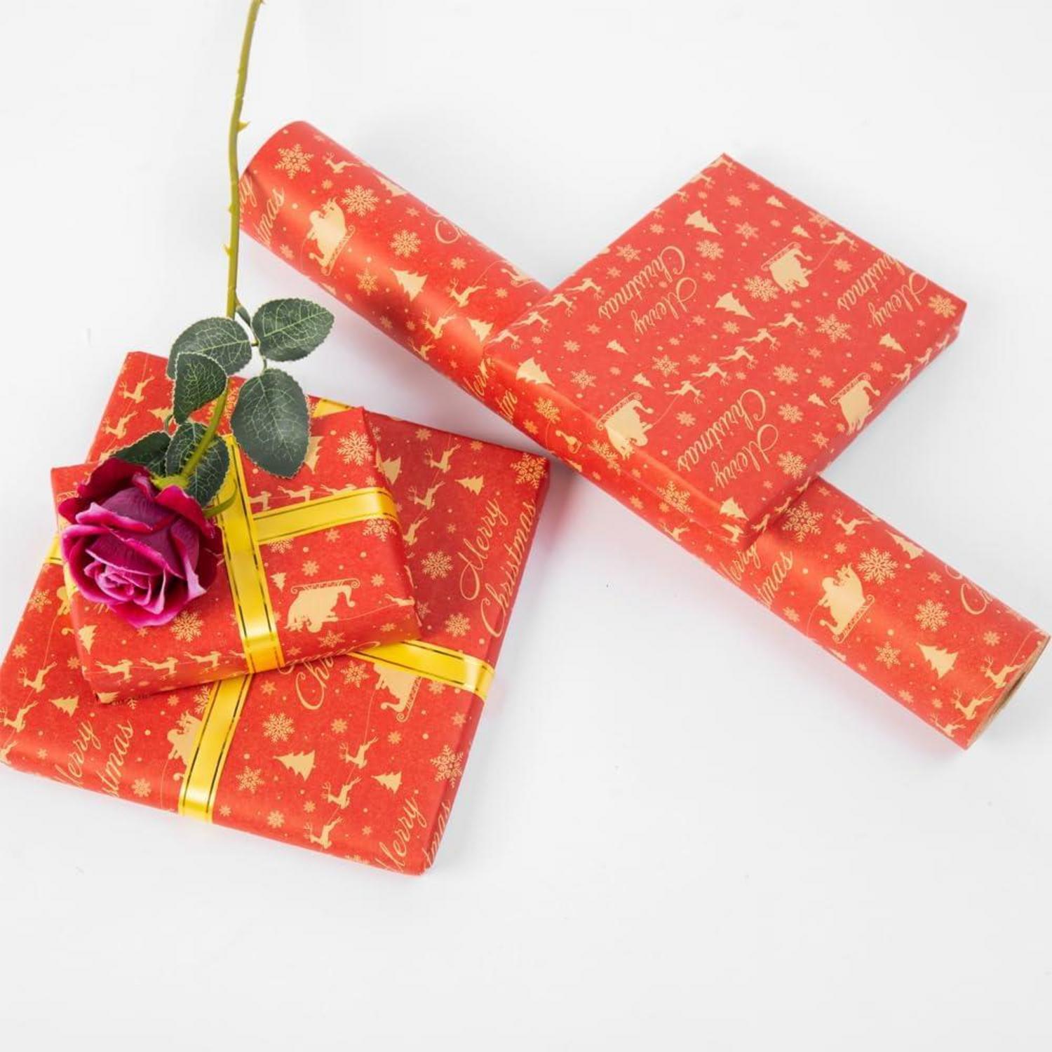 Rollenpaket Weihnachtsgeschenkpapier 43cm x 20m bedruckt Weihnachtsmann Elch