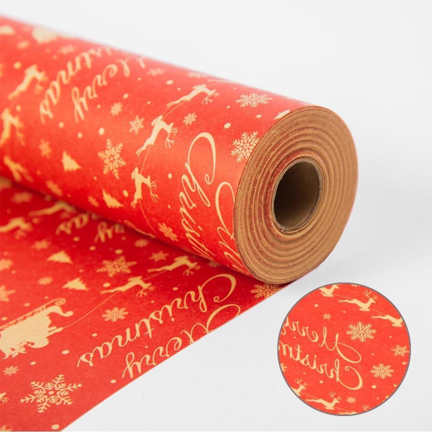 Weihnachtsgeschenkpapierrolle Kraftpapier 43cm x 20m Elch Weihnachtsmann