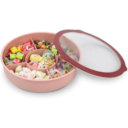 Bugucat Snackteller mit Transparentem Deckel 5 Fächer