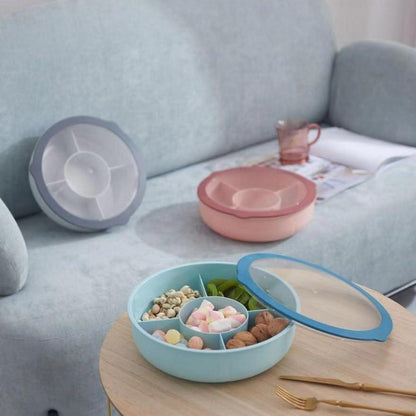 Bugucat Snackteller mit Transparentem Deckel 5 Fächer