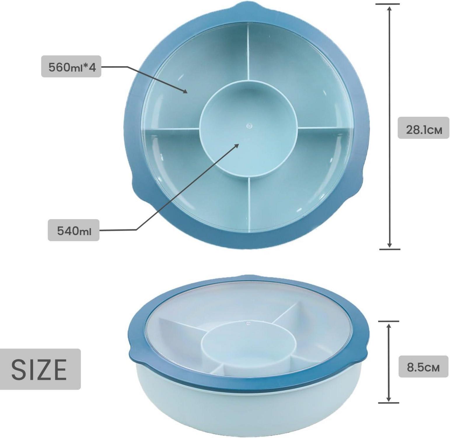 Bugucat Snackbox mit Transparentem Deckel, 5-Fach Obstteller