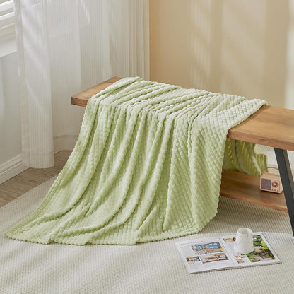 Kuscheldecke 3D-Touch Sherpa Flanell 150x200cm Avocado Grün