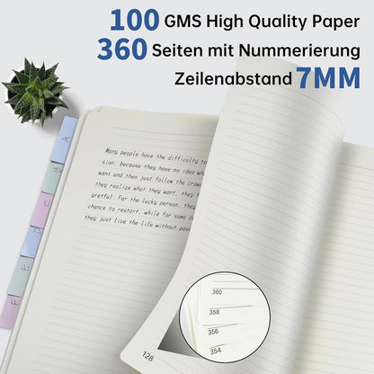 Liniert Notizbuch B5 – 360 Seiten, Braun