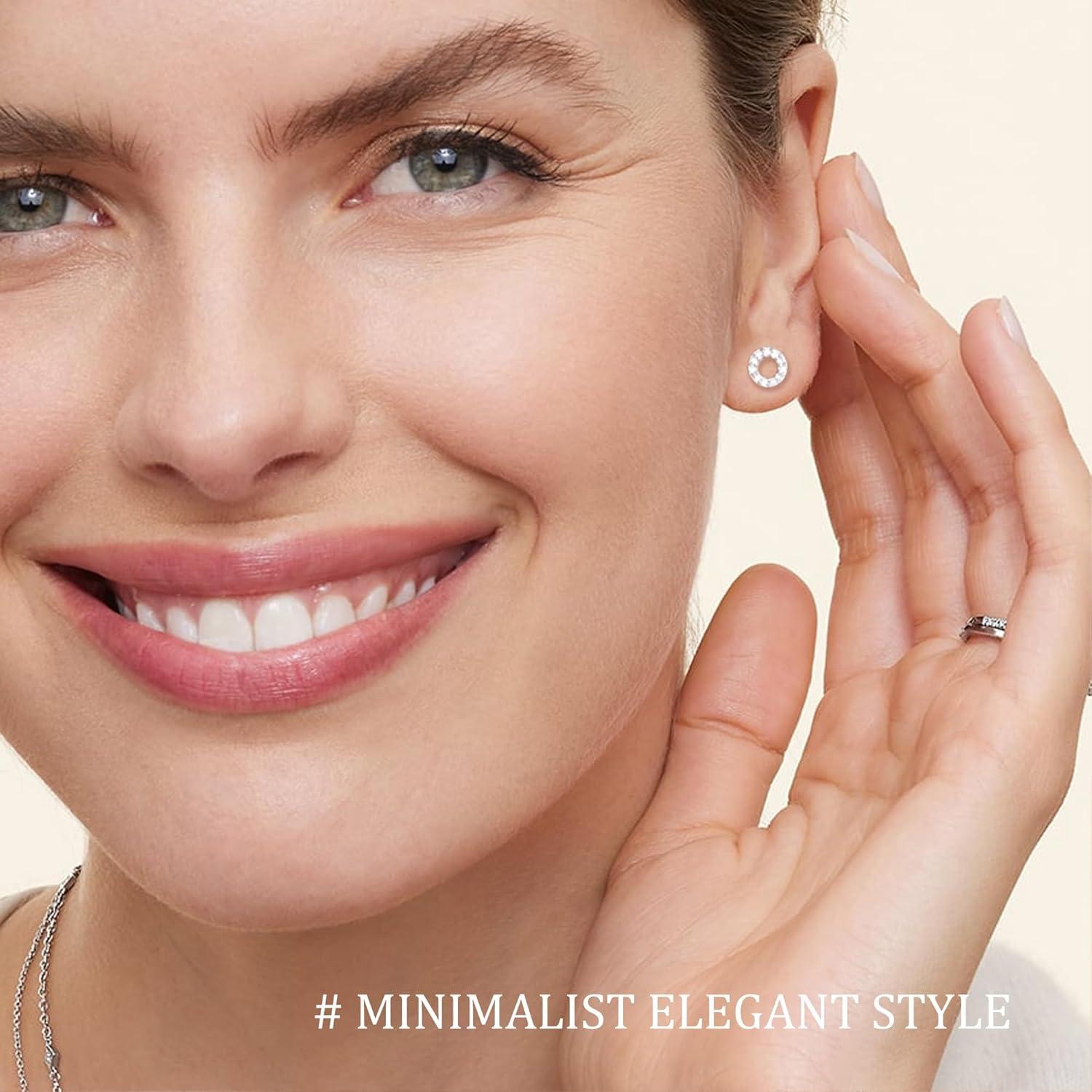6er Set Ohrstecker Silber 925 Damen Rosegold Zirkonia Hypoallergen