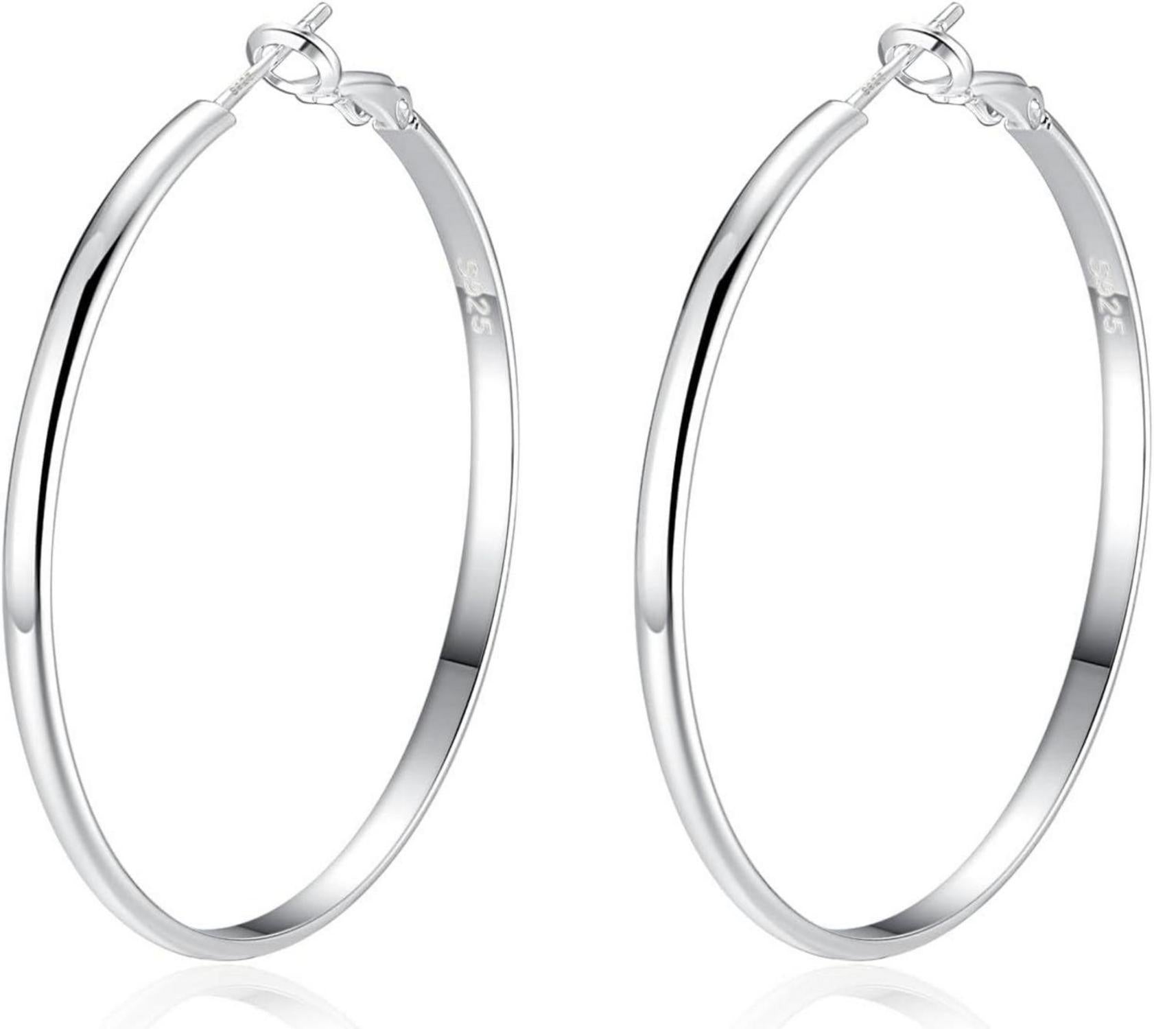925 Silber Creolen Damen große Hypoallergen Elegante Ohrringe