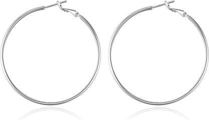 925 Sterling Silber Creolen Ohrringe für Damen, Große Dünne