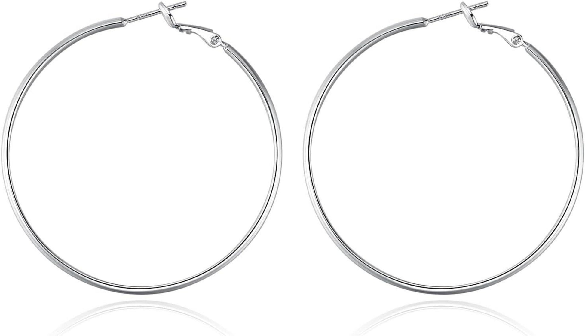 925 Sterling Silber Creolen Ohrringe für Damen, Große Dünne