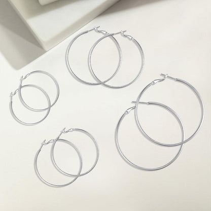925 Sterling Silber Ohrringe Creolen für Damen - Große Dünne Hypoallergen
