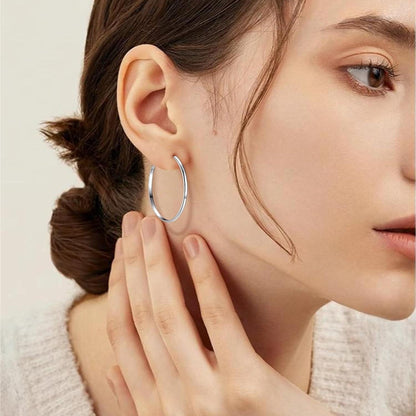 925 Sterling Silber Ohrringe Creolen Damen Dünne Große Hypoallergen