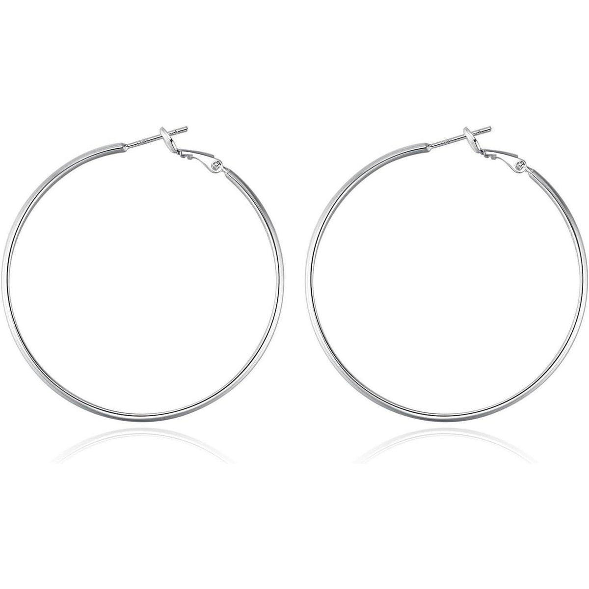 925 Sterling Silber Creolen - Große Silber Ohrringe Damen 40mm