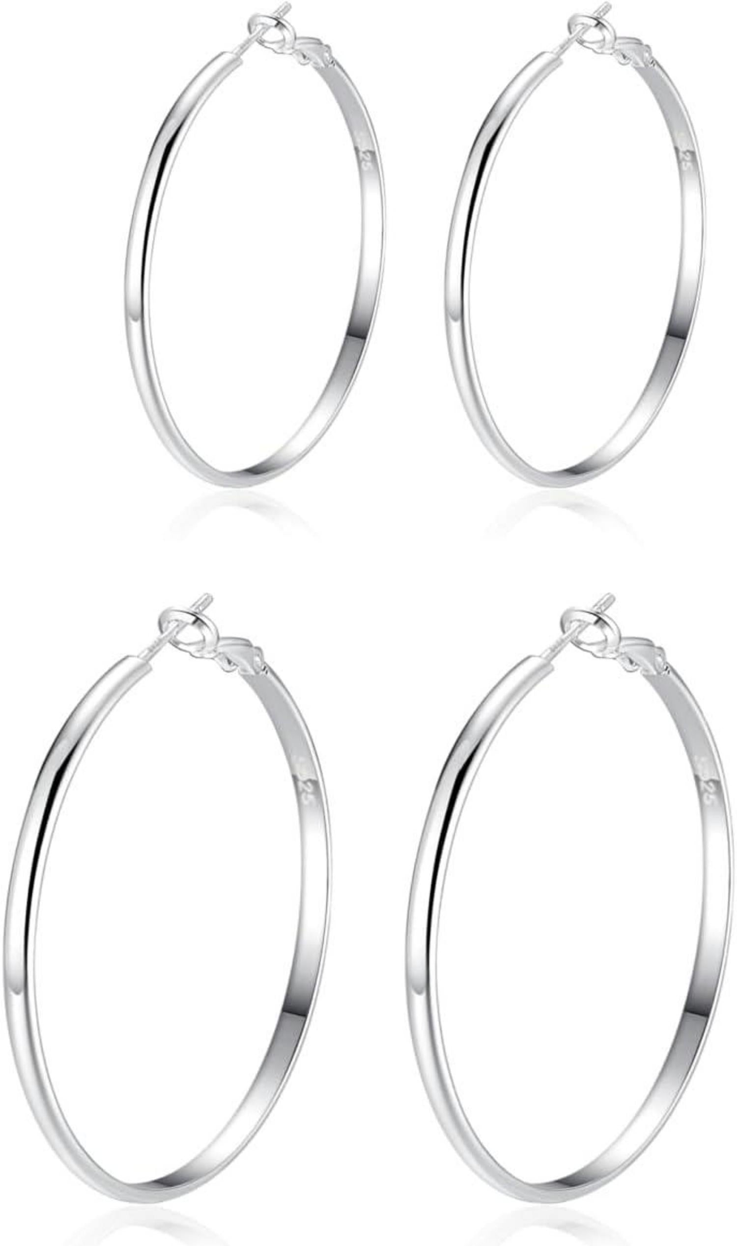 925 Sterling Silber Creolen Ohrringe Damen Hypoallergen 30/40mm