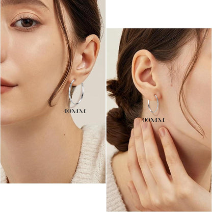 925 Sterling Silber Große Creolen Ohrringe Damen Hypoallergen Silber 30/40mm
