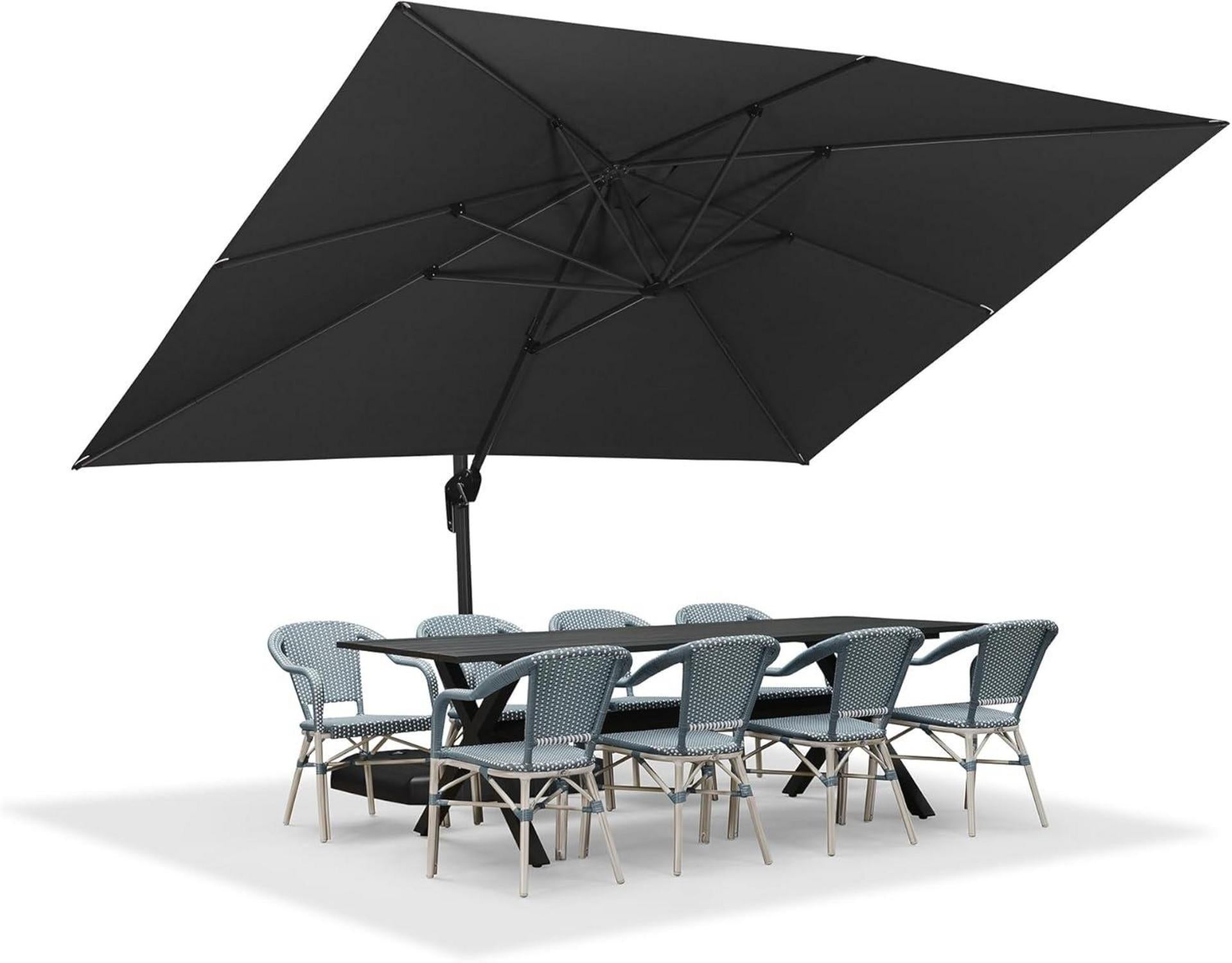 Sonnenschirm Rechteckig Aluminium 300x400 cm mit Kurbel und