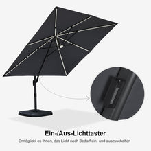 Aluminium Sonnenschirm 300x300 cm mit Solar LED