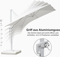 Sonnenschirm 250x250 cm Aluminium Ampelschirm weiß wasserabweisend