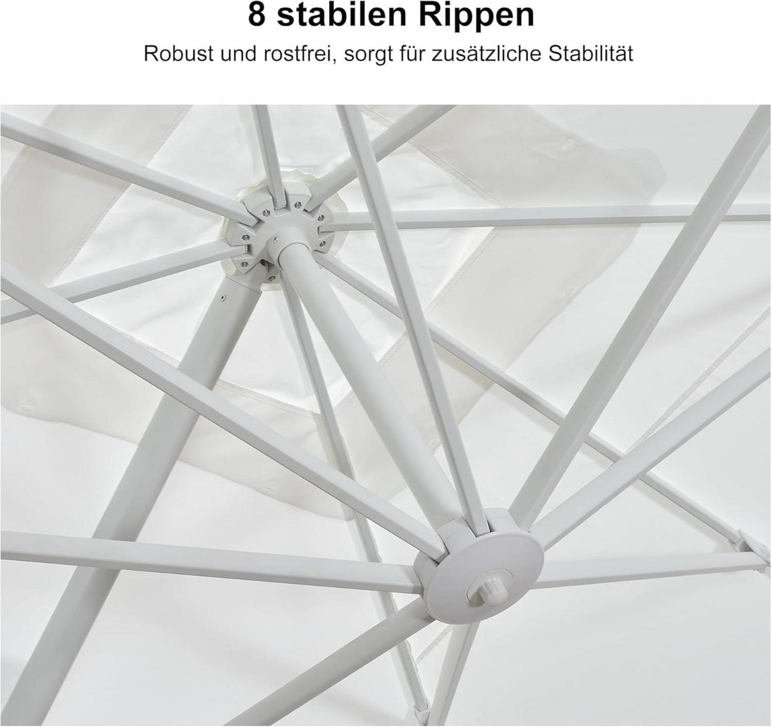 PURPLE LEAF Ampelschirm Rechteckig 270x350 cm, mit Kurbel und Aluminiumgestell in