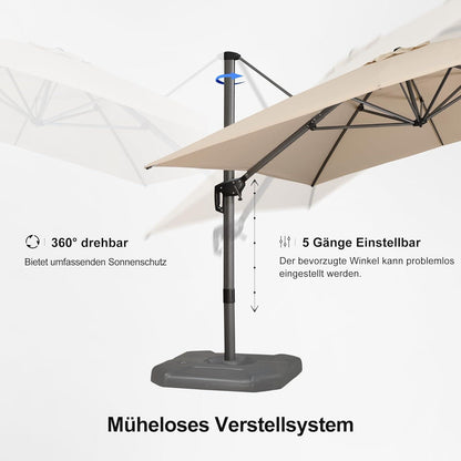 PURPLE LEAF Rechteckiger Sonnenschirm 300x400 cm Aluminium Ampelschirm Beige
